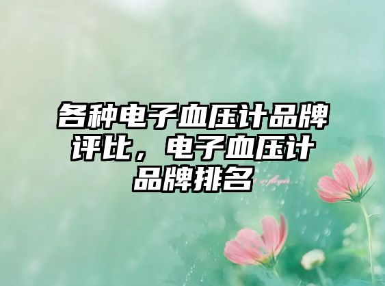 各種電子血壓計品牌評比，電子血壓計品牌排名